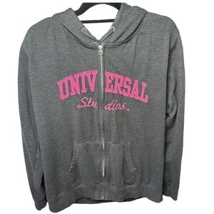 Universal Studios Sweatshirt Jacket Gray and Pink w/Zip Front Women’s 2XL